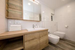 a bathroom with a sink and a toilet at Apartments Kos in Supetarska Draga