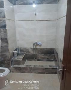 La salle de bains est pourvue d'une douche et de toilettes. dans l'établissement شاليه براس سدر اطلاله بحر, à Ras Sudr