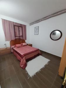 1 dormitorio con 1 cama y 1 alfombra en una habitación en Anfitrión particular, en Castellón de la Plana