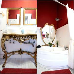 a bathroom with a sink and a mirror at B&b Morosoli Palace in Catania