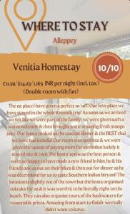 a screenshot of a flyer for a home stay at Venitia Homestay in Alleppey