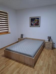 ein Schlafzimmer mit einem Bett in einem Zimmer in der Unterkunft Tratinčica in Tjentište