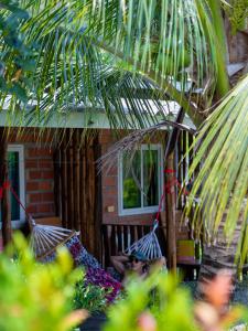a man sitting in a hammock in front of a house at Cat Bungalow in Ko Lanta +68 photos