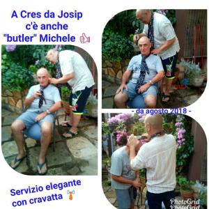 three pictures of a man tying his tie at Apartman i Sobe Čule Cres in Cres