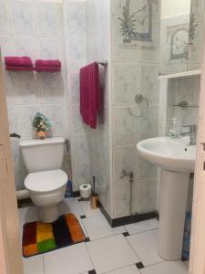 a bathroom with a toilet and a sink at Appartment Avenue Hassan II in Agadir
