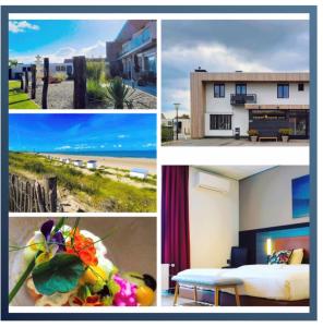 a collage of pictures of houses and a beach at Hotel Rooms in Breskens