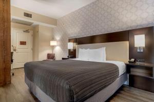 Best Western Plus St. Christopher Hotel في نيو أورلينز: غرفة فندقية بسرير كبير وكرسي