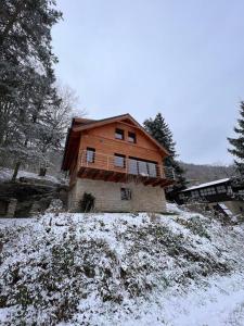 una casa en la cima de una colina nevada en Chata Křivoklát, en Křivoklát