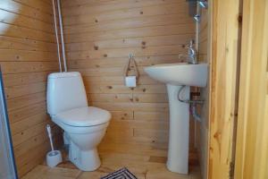 een badkamer met een toilet en een wastafel bij Kadiķi in Ventspils