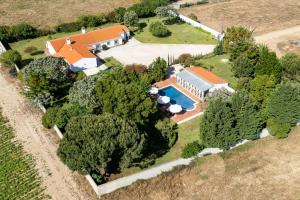 vista aerea di una casa con piscina di Sete Quintas Country House a Salvaterra de Magos