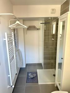 une salle de bain avec douche et toilettes dans l'établissement Charmant Studio à proximité du Port de Nice, à Nice