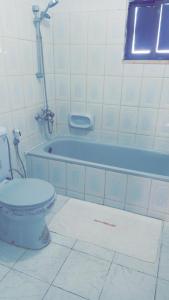 uma casa de banho com um WC e uma banheira em Jordanian Baity Apartment em Wadi Musa