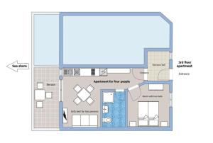 plan piętra domu w obiekcie Rose - Apartmani Janovic w mieście Luštica