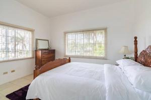 1 dormitorio con 1 cama, vestidor y 2 ventanas en Rose View Apartment en Montego Bay