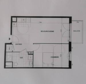 Plan piętra w obiekcie Bright flat near Disneyland with private parking