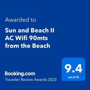 Сертифікат, нагорода, вивіска або інший документ, виставлений в Sun and Beach II AC Wifi 90mts from the Beach