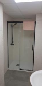 a shower in a bathroom with a glass door at Centro in Málaga