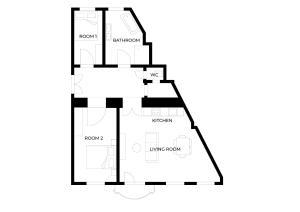 un plano de una casa en blanco y negro en Luxurious, 2 min to Casino and Römertherme, en Baden