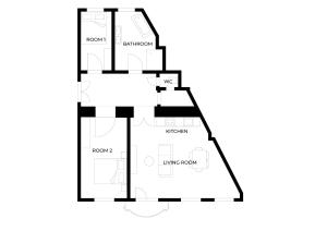 a black and white floor plan of a house at Luxurious, 2 min to Casino and Römertherme in Baden