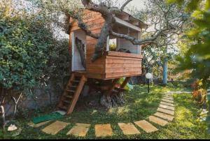 ロコロトンドにあるTrulli Nonna Graziellaの木の上に座る木の家