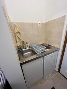 A kitchen or kitchenette at Komáromi Vendégház Erdőhorváti Még 32 kép