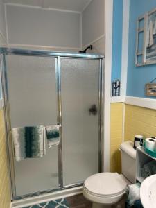 a bathroom with a shower and a toilet at LOJ BNB in Morley +42 photos