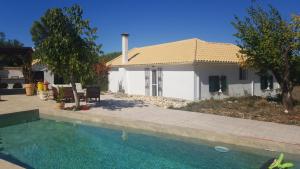 uma casa com uma piscina em frente em Dorinda em Agia Marina