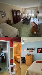 two pictures of a bedroom and a living room at Casa Mercedes in Mercedes