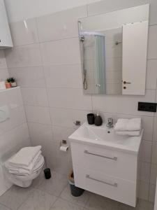 Baño blanco con lavabo y aseo en Mala Smokva en Vir
