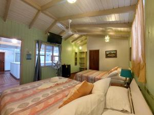 Cette chambre comprend 2 lits et un canapé. dans l'établissement Hotel M&M Beach House, à Coco