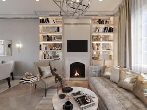 a living room with a couch and a fireplace at 4 Bedrooms Villa, Hugh Street Central London in London