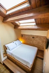 a bedroom with a bed with a skylight at NonSoloPanorama in Monte San Vito
