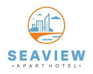 une ligne d'horizon de la ville sur un logo de cercle dans l'établissement Netanya SeaView ApartHotel, à Netanya
