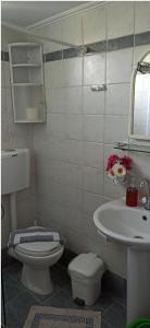 a bathroom with a toilet and a sink at Sunny Room Lefkada in Lygia +17 photos