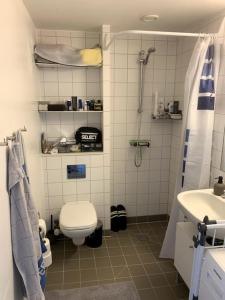 Koupelna v ubytování Lækker lejlighed tæt på alt