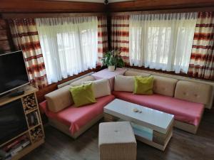 sala de estar con sofá y TV en Holiday Home Waldruh - SFE300 by Interhome en Telfs