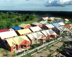an aerial view of a small town with houses at Kopa Ville Resort in Shānti Niketan