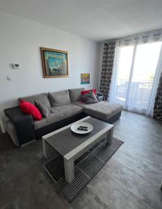 ein Wohnzimmer mit einem Sofa und einem Couchtisch in der Unterkunft T2 St Martin du Touch / Airbus in Toulouse
