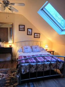 a bedroom with a bed and a skylight at Rural retreat near Knock in Ballyhaunis