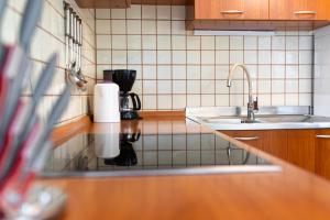 cocina con fregadero y cafetera en Apartment Blazi Njivice, en Njivice