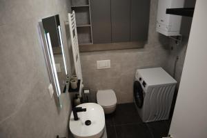un piccolo bagno con servizi igienici e lavandino di Veronika a Fiume (Rijeka)