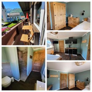 a collage of four pictures of a house at Ferienwohnungen Haus Almrausch Bichlbach in Bichlbach