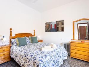 a bedroom with a bed and a dresser and a mirror at Lightbooking Casa Maye Tenerife in Güimar