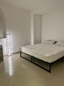 1 dormitorio con 1 cama grande en una habitación blanca en Casa Maddy Pietrasanta, en Pietrasanta
