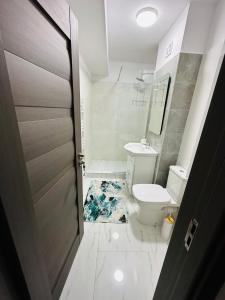 ein Bad mit einem WC und einem Waschbecken in der Unterkunft B&S Boutique Studio in Mamaia Nord – Năvodari