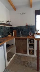 eine Küche mit einer Spüle und einer Arbeitsplatte in der Unterkunft Casa Maliyaa in Almáchar