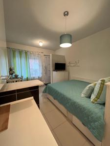a bedroom with a bed and a desk in it at APARTMANI VIJEĆNICA in Sarajevo