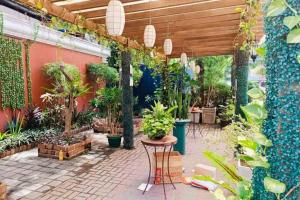 Isabelle Garden Villas 516 في مانيلا: فناء مع مجموعة من النباتات الفخارية