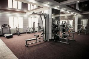 un gimnasio con varias cintas de correr y máquinas en ILLARA SPA Hotel en Irshava