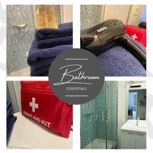 a collage of pictures of towels in a bathroom at Suite George 5 + parking prive et securise in Arras